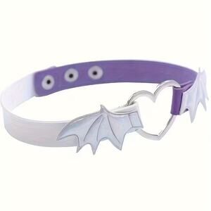 Wicked Silk Emo, Punk, Cute Anime Cosplay Heart Devil Wings Choker Purple/White